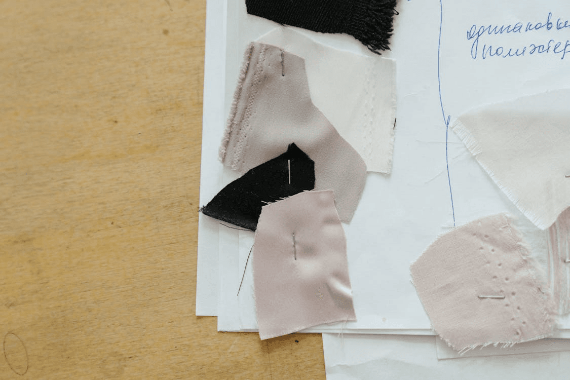 Fabric swatches and production notes